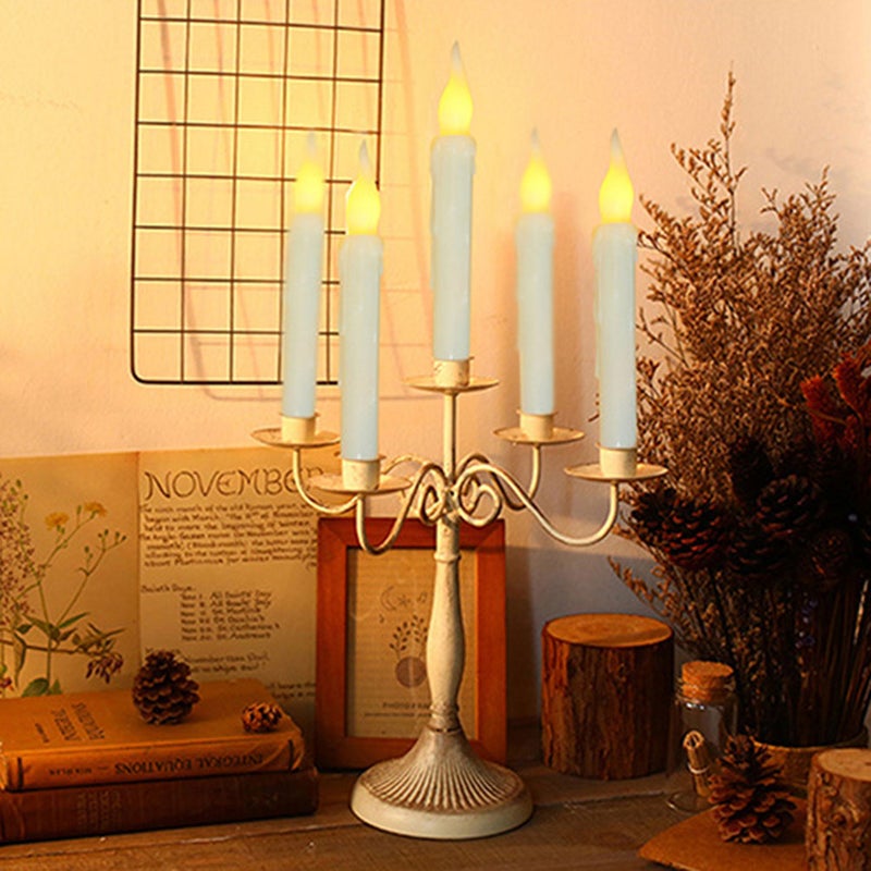 6pcs Simulation Candle Lights Electronic Flameless Taper Candles Romantic Party Decor for Halloween Thanksgiving Wedding (Flickering Yellow Light 2.0*17) - Image 4