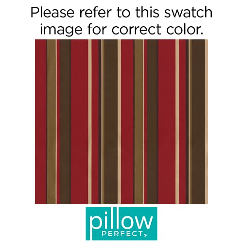 Pillow Perfect Stripe Indoor/Outdoor Sofa Setee Swing Cushion, Tufted, Weather, and Fade Resistant, 19" x 44", Brown/Red Monserrat, 1 Count - Image 4