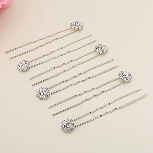 FAMEZA Headpiece Crystal Bridal Hair Pins Clips Wedding Hair Accessories Hair Set Jewelry With Rhinestone For Brides and Bridesmaids Set Of 12 - Image 4