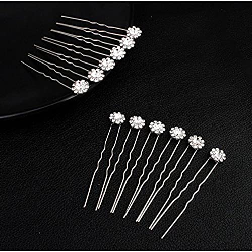 FAMEZA Headpiece Crystal Bridal Hair Pins Clips Wedding Hair Accessories Hair Set Jewelry With Rhinestone For Brides and Bridesmaids Set Of 12 - Image 5