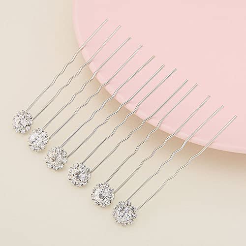 FAMEZA Headpiece Crystal Bridal Hair Pins Clips Wedding Hair Accessories Hair Set Jewelry With Rhinestone For Brides and Bridesmaids Set Of 12 - Image 3