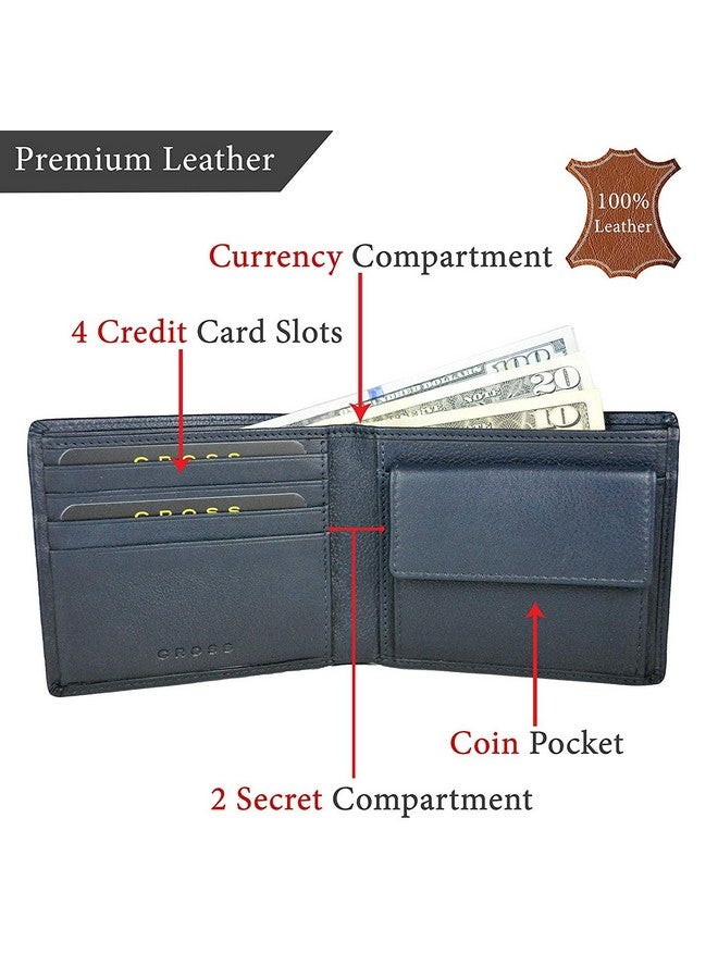 Cross محفظة رجال كروس البحرية الأنيقة من الجلد الطبيعي - أحدث محفظة للرجال مع حافظة للنقود والعملات وبطاقات (AC298072) - Image 2