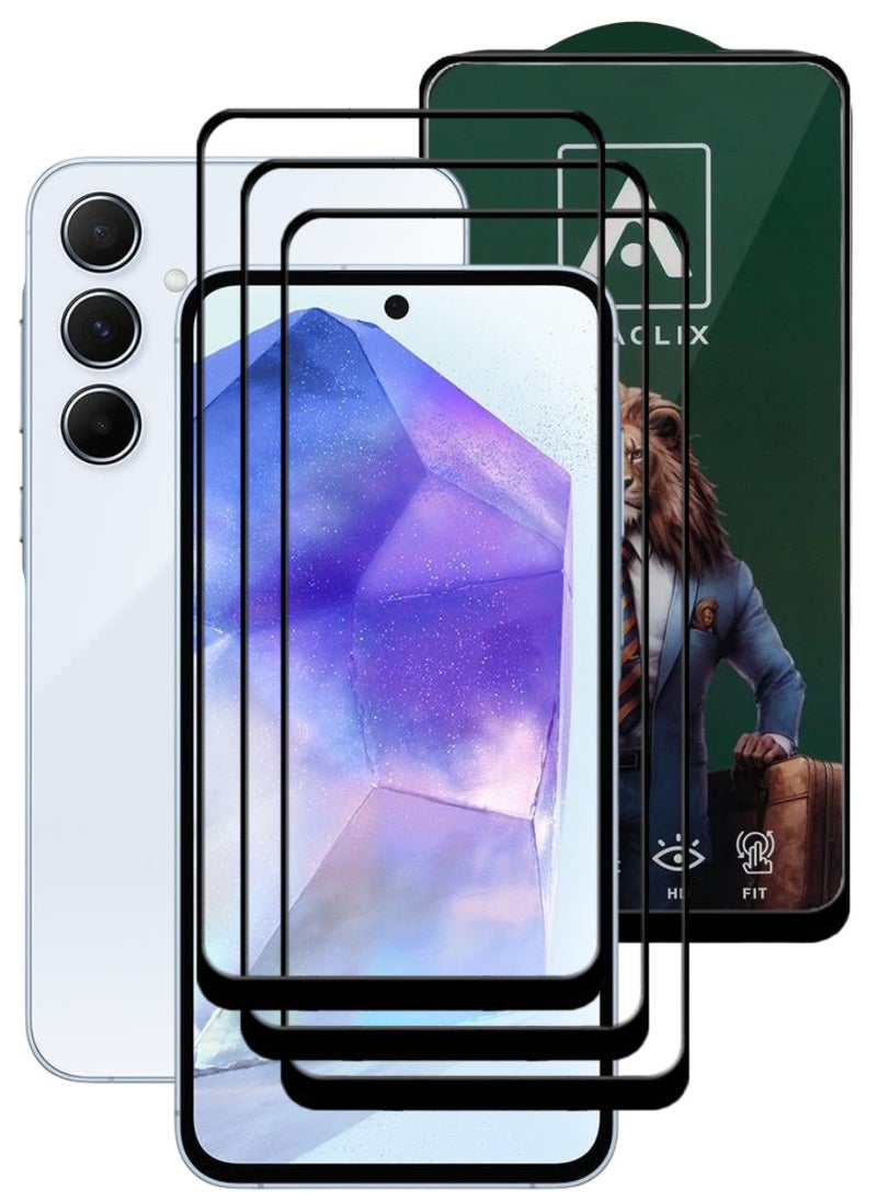 ACLIX 3 Pieces Antistatic ESD Dustproof Premium Quality High Definition Tempered Glass Screen Protector Designed For Samsung Galaxy A55 - Image 1