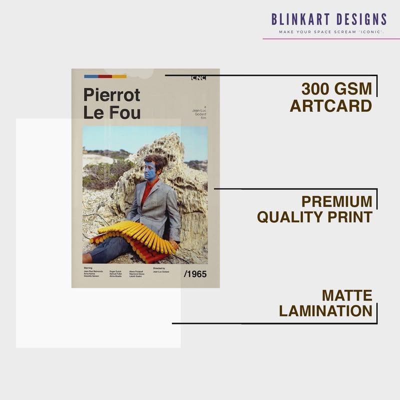 BLINKART BLINKART Aesthetic Pierrrot Le Fou Midcentury Movie Photo Frame Album Poster Mid Century Wall Art Print Decor For Home Bedroom Living Room Bedroom Home Office Study Room  - Image 4