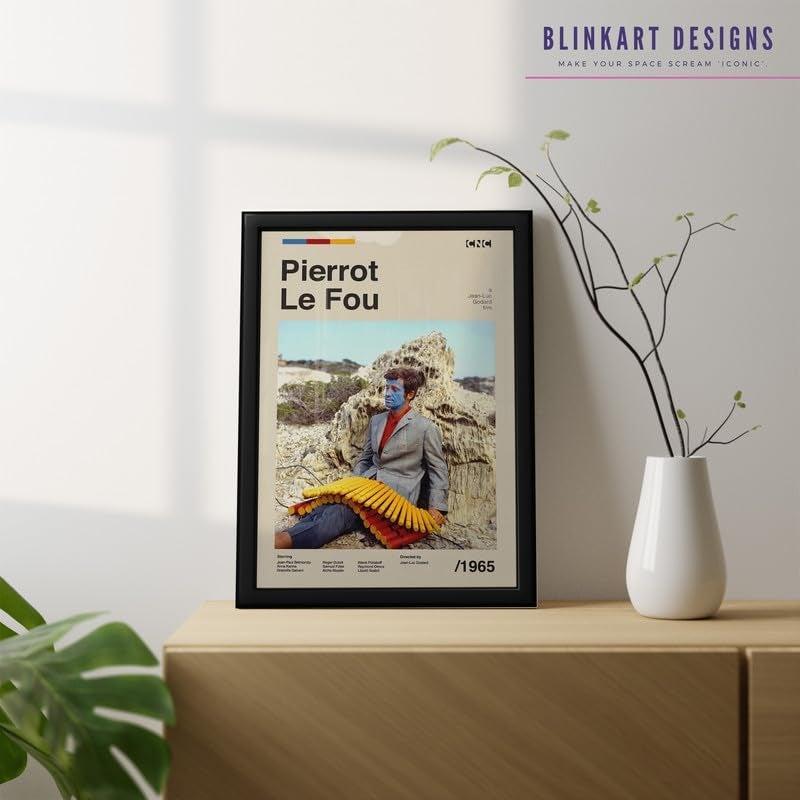 BLINKART BLINKART Aesthetic Pierrrot Le Fou Midcentury Movie Photo Frame Album Poster Mid Century Wall Art Print Decor For Home Bedroom Living Room Bedroom Home Office Study Room  - Image 3