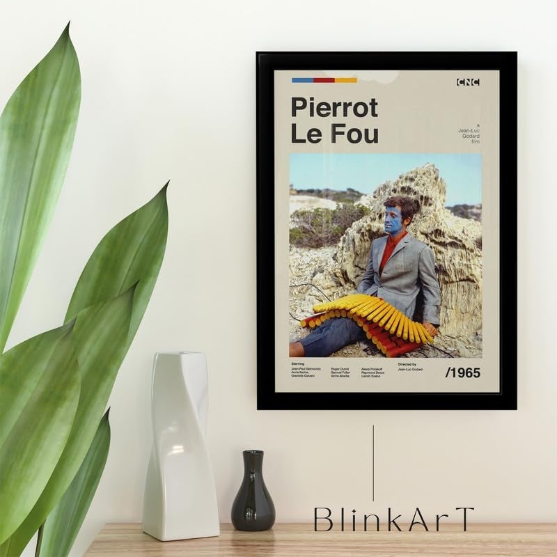 BLINKART BLINKART Aesthetic Pierrrot Le Fou Midcentury Movie Photo Frame Album Poster Mid Century Wall Art Print Decor For Home Bedroom Living Room Bedroom Home Office Study Room  - Image 2