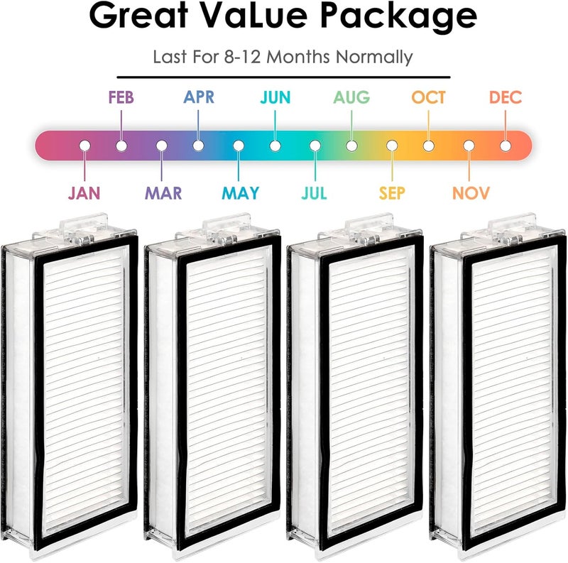 CHAIN PEAK (4 Pieces) Replacement HEPA Filters Compatible With Roborock Q5 Pro, Q5 Pro+, Q8 Max, Q8 Max+, Q7, Q7+, Q7 Max, Q7 Max+ Robotic Vacuum Cleaner, Replacement Parts Filters, 4 Pack - Image 4