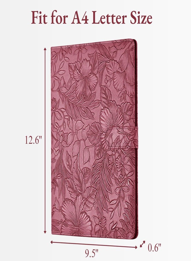 ميمازن مجلد ملفات Mymazn Padfolio، مجلد سيرة ذاتية للمقابلات مصنوع من الجلد الصناعي مع منظم للمستندات وحامل لبطاقات العمل، وحامل دفتر ملاحظات بحجم الرسائل مناسب للرجال والنساء (أحمر) - Image 2