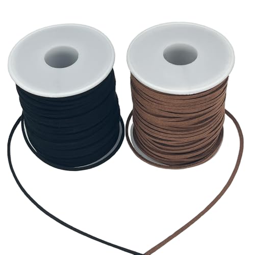 LUSTEMBER Leather String, 2 Rolls Faux Leather Cord, Flat Suede Leather Lace for Necklaces, Bracelets, Jewelry Making, Tassels, Dream Catchers and Art Crafts - Image 1