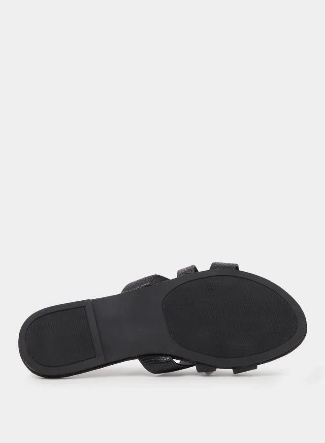 Take Two  Black Pearl Embellished Flat Sandals for Women | Best Price UAE