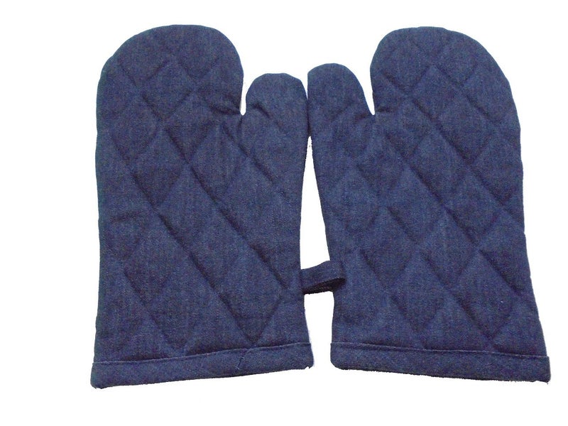 TIDY Blue Colour Cotton Micro Oven Hand Gloves Pack of 2Pcs