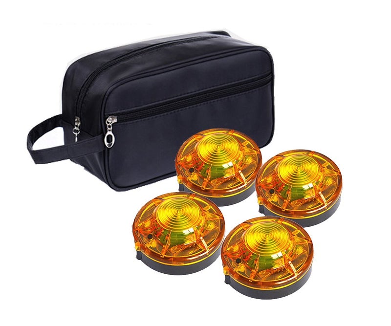 Tumecos Emergency Flare Alert Warning Signal Caution Light LED Beacon Pro with Magnetic Base for Vehicle (Yellow 4) - Image 1