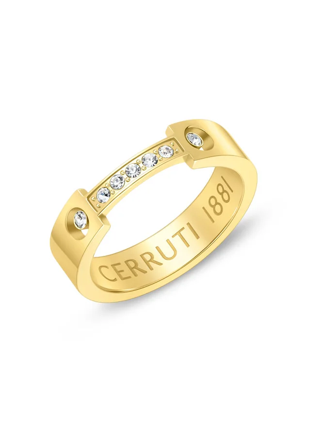 شيروتي 1881 Bridge Ring, Gold-Plated with Crystal Accent, Sleek and Sophisticated Design