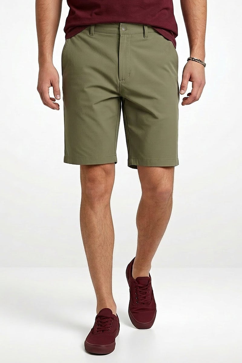 Celio Men Solid Chino Shorts, Green - Image 1