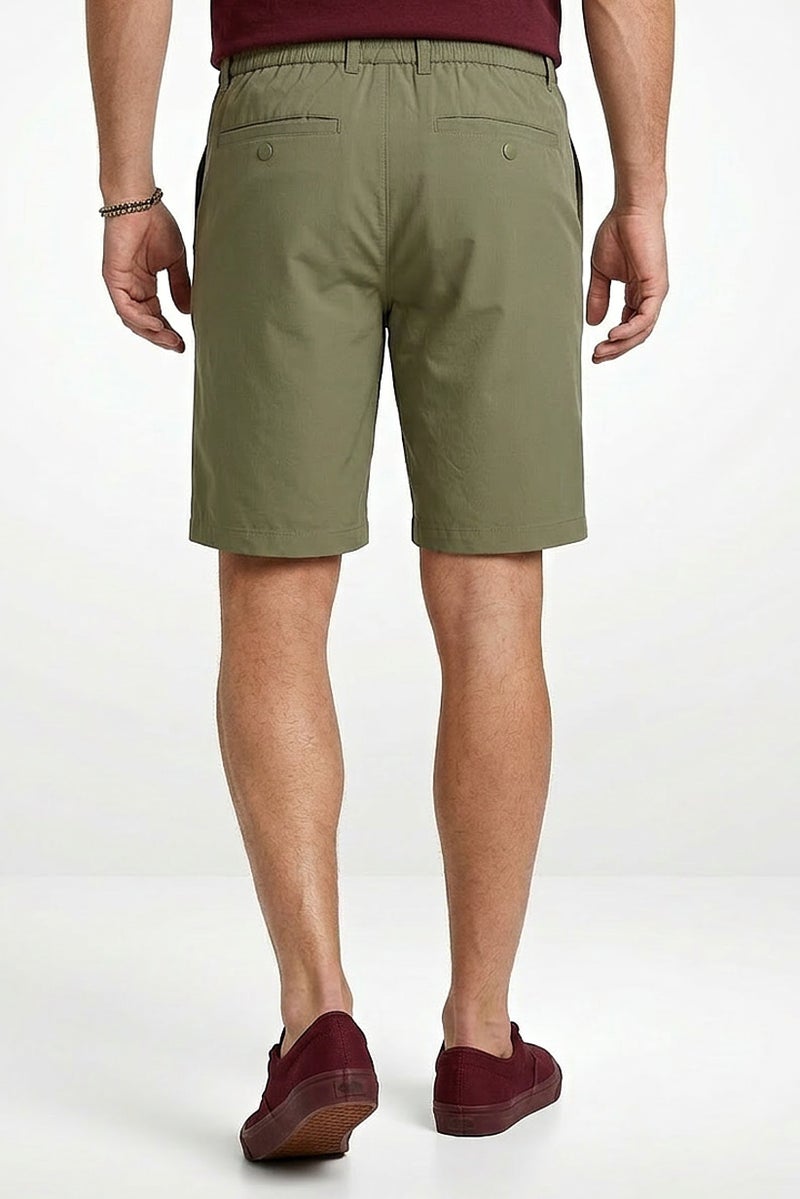 Celio Men Solid Chino Shorts, Green - Image 4