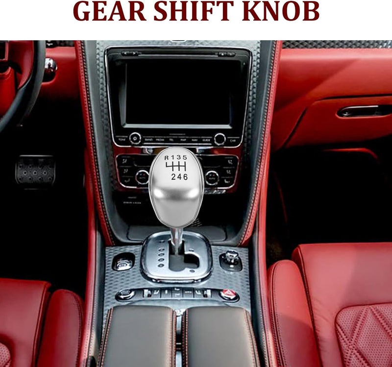 PATKAW Silver 6-Speed Gear Shift Knob Cover for Compact Sedan and Hatchback, Manual Transmission Gear Stick Knob Replacement, Universal Car Shift Lever Accessory - Image 3