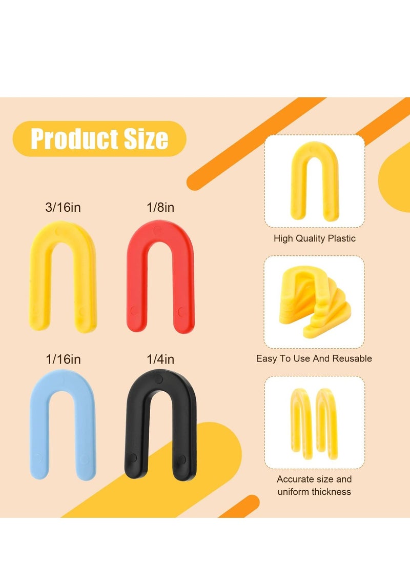 Generic - 400PCS Plastic Shims Set, Horseshoe Shims, U Shaped Tile Spacers, Versatile Leveling and Alignment Tools, Includes Blue, Red, Yellow, Black Shims - Image 1