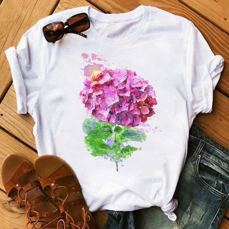 [Same Day Delivery] Cross-Border Supply T-Shirt Printed T-Shirt Women's Short-Sleeved Women's Clothing - Image 1