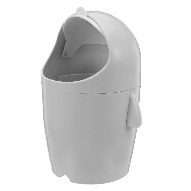 Desk Trash Can with Lid: Cute Penguin Mini Trash Can with Lid - Small Waste Paper Basket - Tiny Rubbish Bin for Office Bathroom Bedroom Tabletop Decor - Image 1