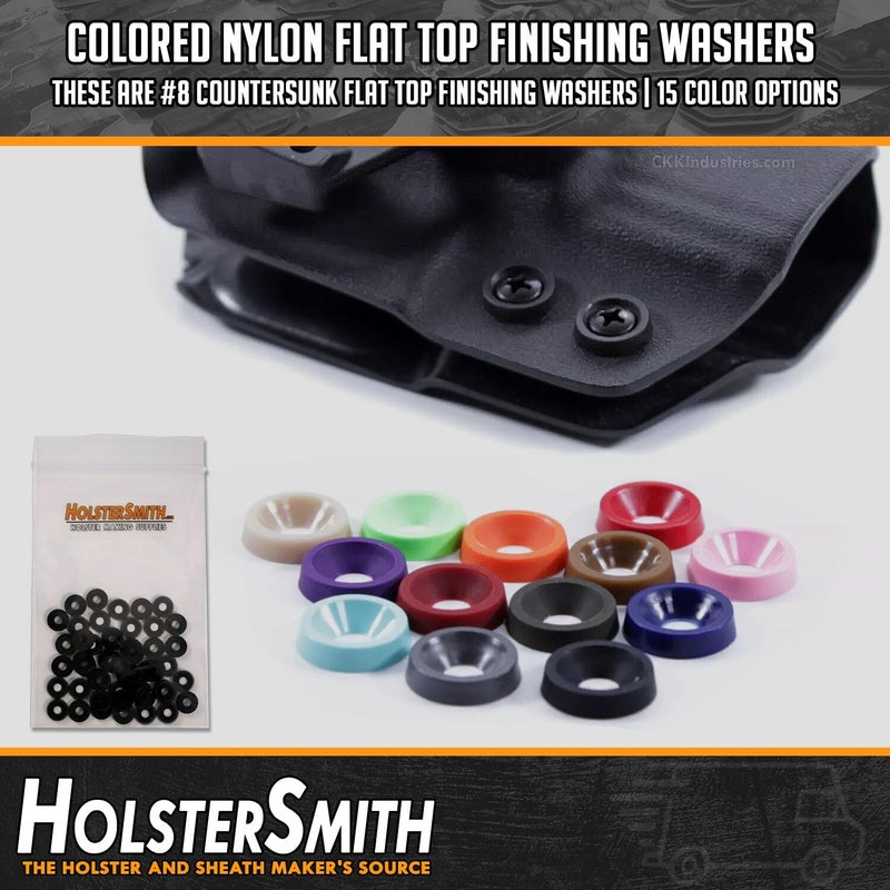 HolsterSmith Colored Nylon Flat Top Finishing Washers - (Color Collection) - (50 Pack) - (0.500 Inch Diameter) - for KYDEX Holsters, Auto Trim, Art Projects, Home Improvement - Image 5