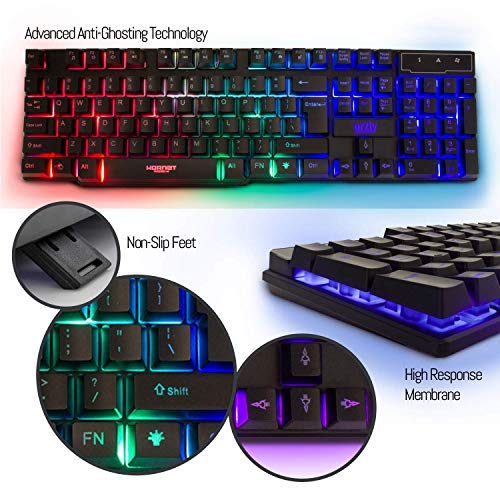 Orzly Gaming Keyboard and Mouse and Mouse pad and Gaming Headset, Wired LED RGB Backlight Bundle for PC Gamers and Xbox and PS4 Users - 4 in 1 Edition Hornet RX-250 - Image 2