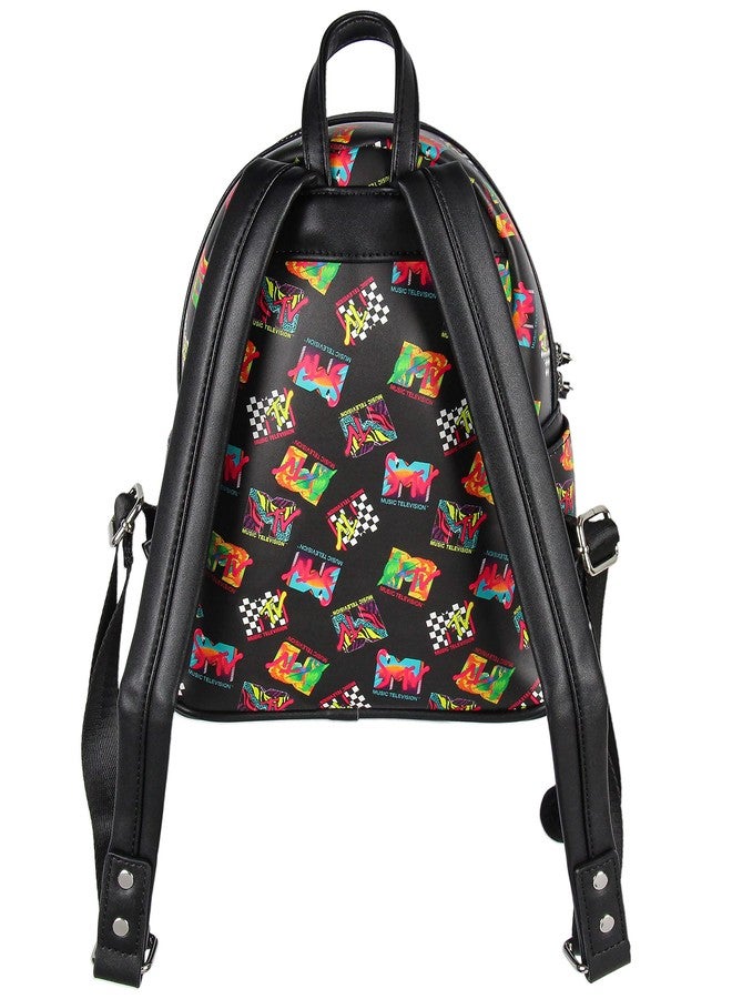 حقيبة ظهر صغيرة بسحاب من إنتيمو، تحمل شعار قناة إم تي في الموسيقية من الثمانينيات. - Image 4