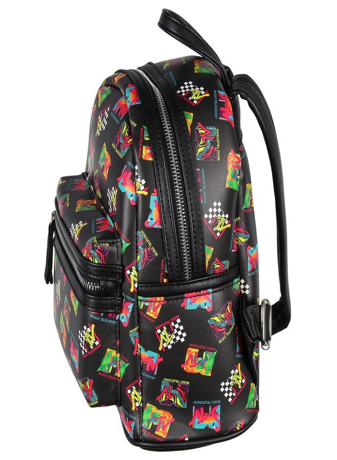 حقيبة ظهر صغيرة بسحاب من إنتيمو، تحمل شعار قناة إم تي في الموسيقية من الثمانينيات. - Image 3