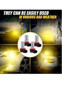KASTWAVE H11 H8 LED Fog Light Bulbs, Golden Yellow H16 Bright DRL Lamps, Fog Light High Power 3030 SMD, Daytime Running Lights for Cars, Trucks, SUVs -4Pcs  - Image 2