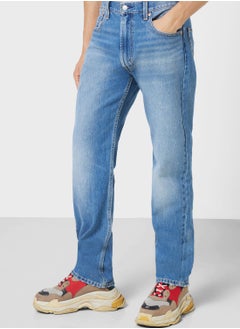Mid Wash Straight Fit Jeans