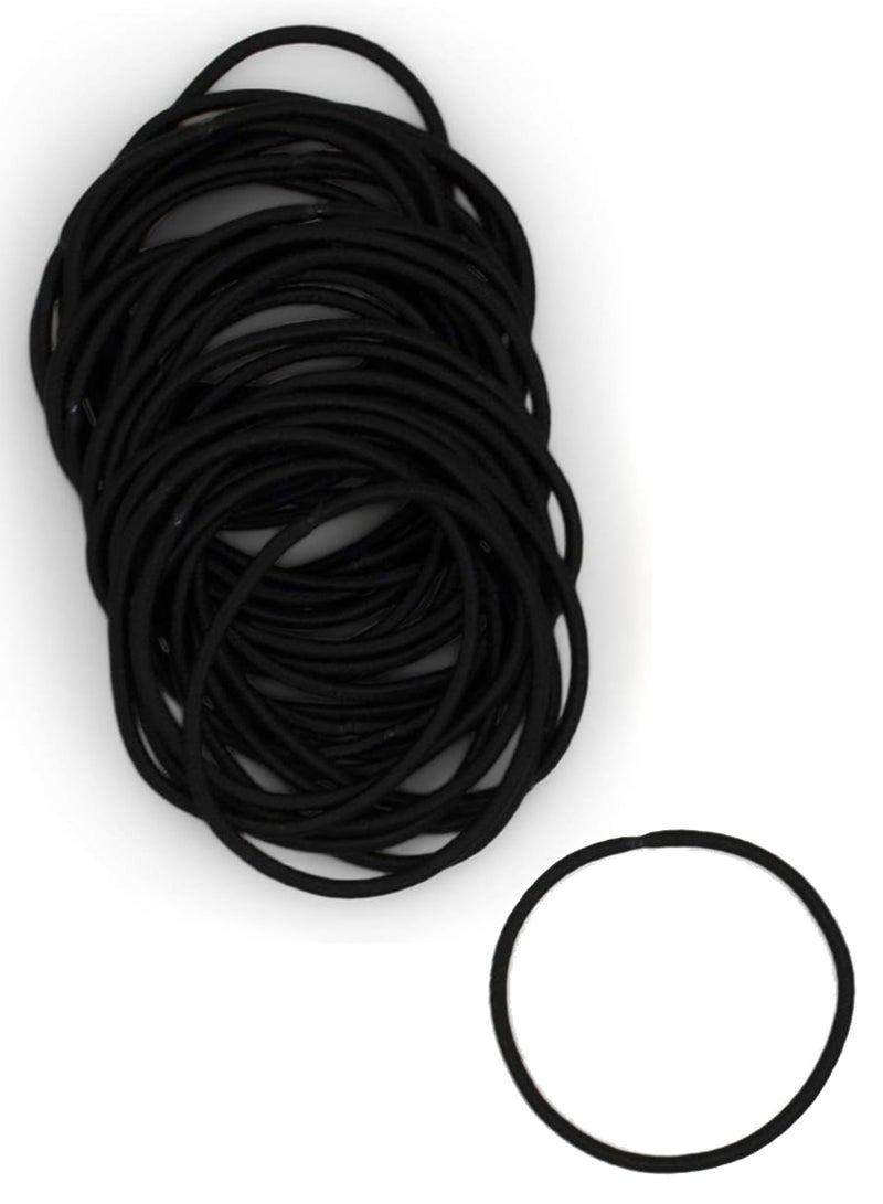 Lelet 2mm Hair Elastics, Color Match Hair Ties for Fine Hair, 1.75 Inch Standard Size Ponytail Holders, Hair Bands - 30 Count-Black - Image 1