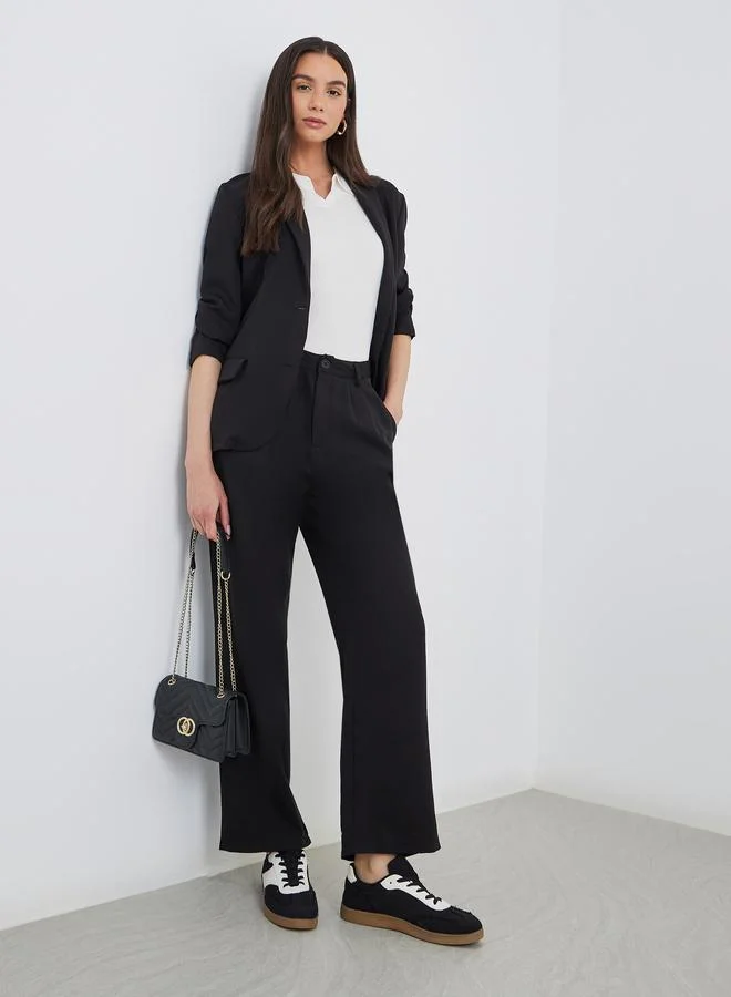 Take Two Take Two Women Black Solid Casual Blazer and Pants Co-Ods