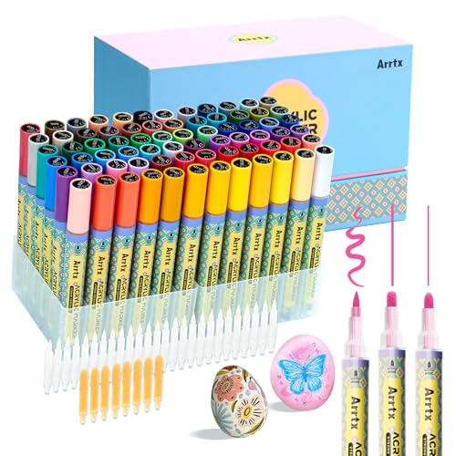Arrtx 72 Colors Acrylic Paint Pens 3mm Medium Tip Paint Markers Paint Pens Non Toxic Waterbased Quick Drying for Artists Detailing Rock Painting Wood Canvas DIY Crafts Making Art Supplies - Image 1