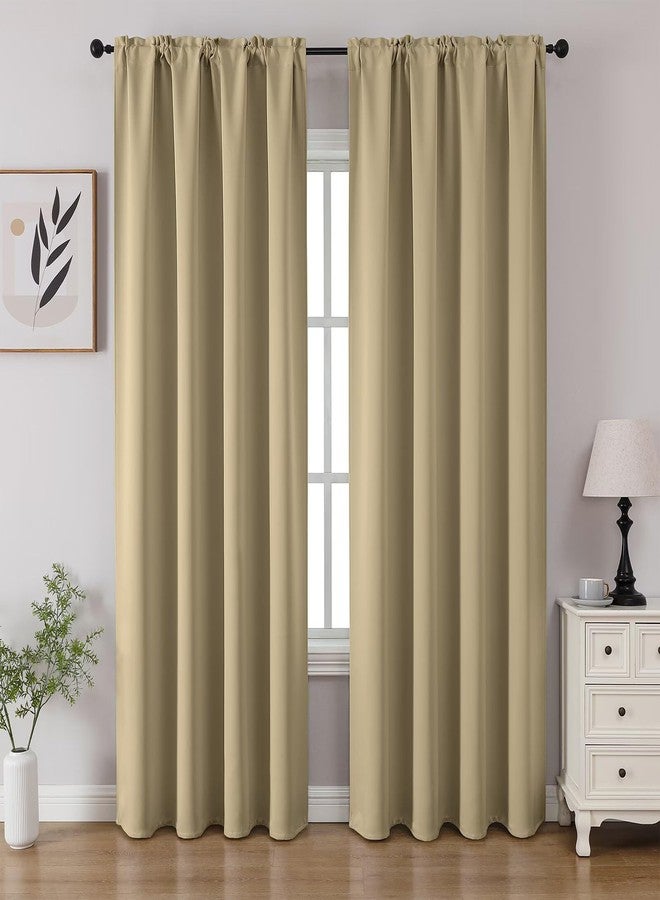 CUCRAF ستائر تعتيم بيج من CUCRAF، طول 84 بوصة، طقم من لوحتين، ستائر معتمة للغرفة مع جيب للعمود لغرفة النوم وغرفة المعيشة، ستارة نافذة عازلة للحرارة تحجب الضوء (عرض 52 × طول 84 بوصة). - Image 1