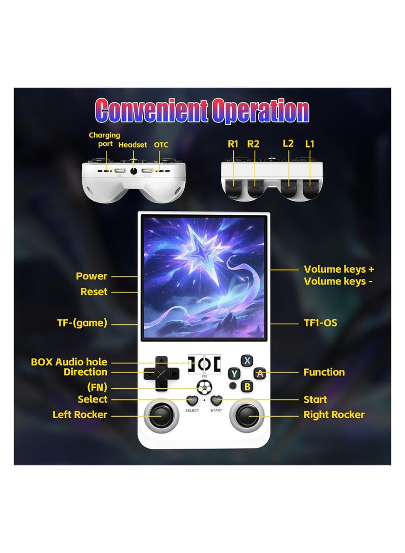 Joshberg R36 Max Retro Handheld Game Console – White, 64GB Built-in 18,000+ Games, 30+ Simulators, 4.0" IPS Screen, Linux System, 4000mAh Rechargeable Battery, Portable Pocket Arcade - Image 3