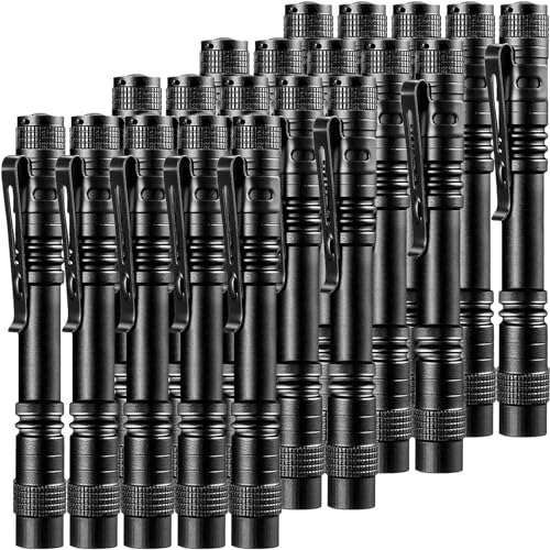 Beieverluck 20 Pack Pen Light Flashlight Mini Small Flashlight with Clip Waterproof LED Pocket Pen Flashlights for Camping, Inspection, Work, and Emergency(Large,Black) - Image 1