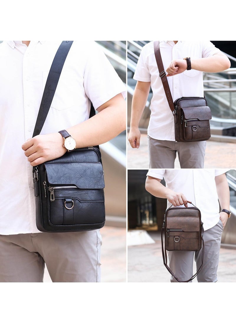 VUCATIN Crossbody Sling Bag Body Chest Shoulder Bag for Casual Shoulder Backpack Bag Waterproof Leather Chest Casual Daypack With Wallets Briefcases for Men and Women Handbags for Travel Hiking (Brown)  - Image 2