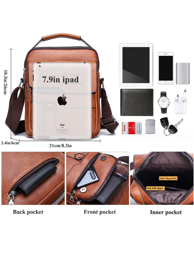 VUCATIN Crossbody Sling Bag Body Chest Shoulder Bag for Casual Shoulder Backpack Bag Waterproof Leather Chest Casual Daypack With Wallets Briefcases for Men and Women Handbags for Travel Hiking (Brown)  - Image 3