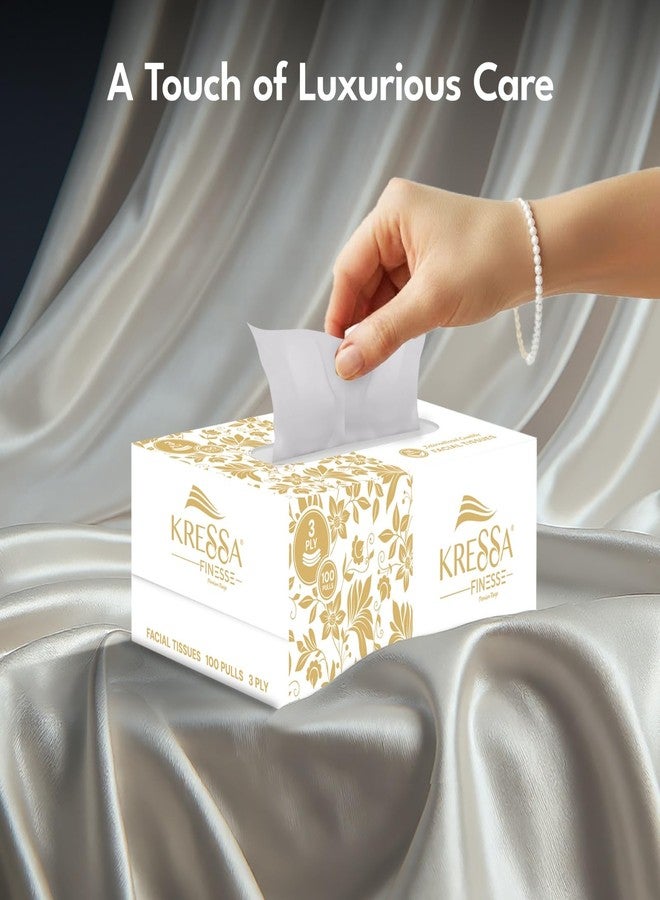 KRESSA علبة مناديل وجه كريسا ثلاثية الطبقات | مناديل وجه | 100 منديل في العلبة | لب طبيعي 100% (2) - Image 3