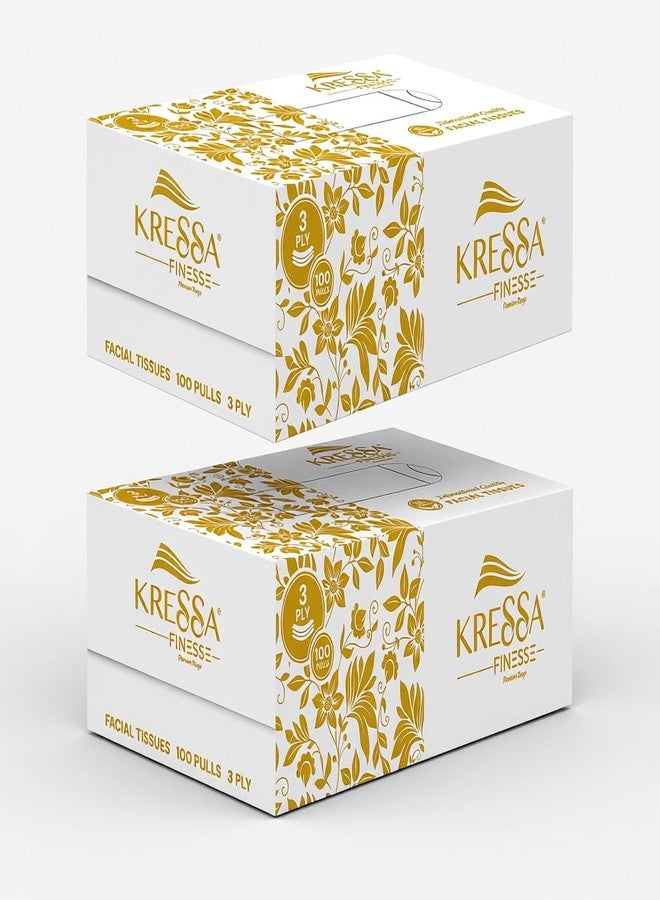 KRESSA علبة مناديل وجه كريسا ثلاثية الطبقات | مناديل وجه | 100 منديل في العلبة | لب طبيعي 100% (2) - Image 1