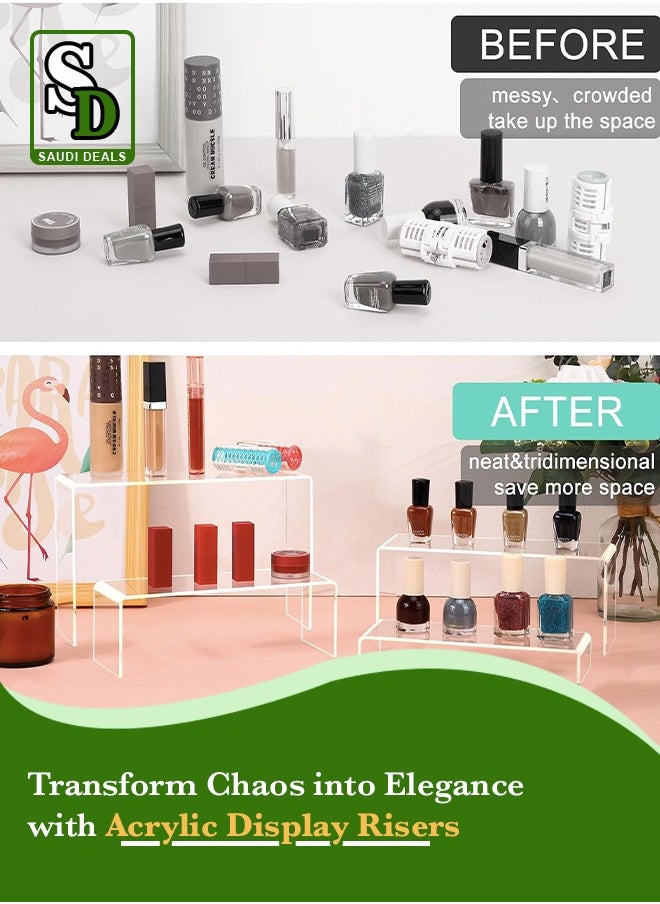 Saudi Deals - 6 Piece Acrylic Display Risers, Elevate Your Style and Organization, Sleek and Versatile Home Decor and Storage Solution for Dressing Table and Kitchen Serving - Image 1