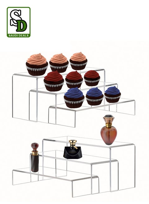 6 Piece Acrylic Display Risers, Elevate Your Style and Organization, Sleek and Versatile Home Decor and Storage Solution for Dressing Table and Kitchen Serving