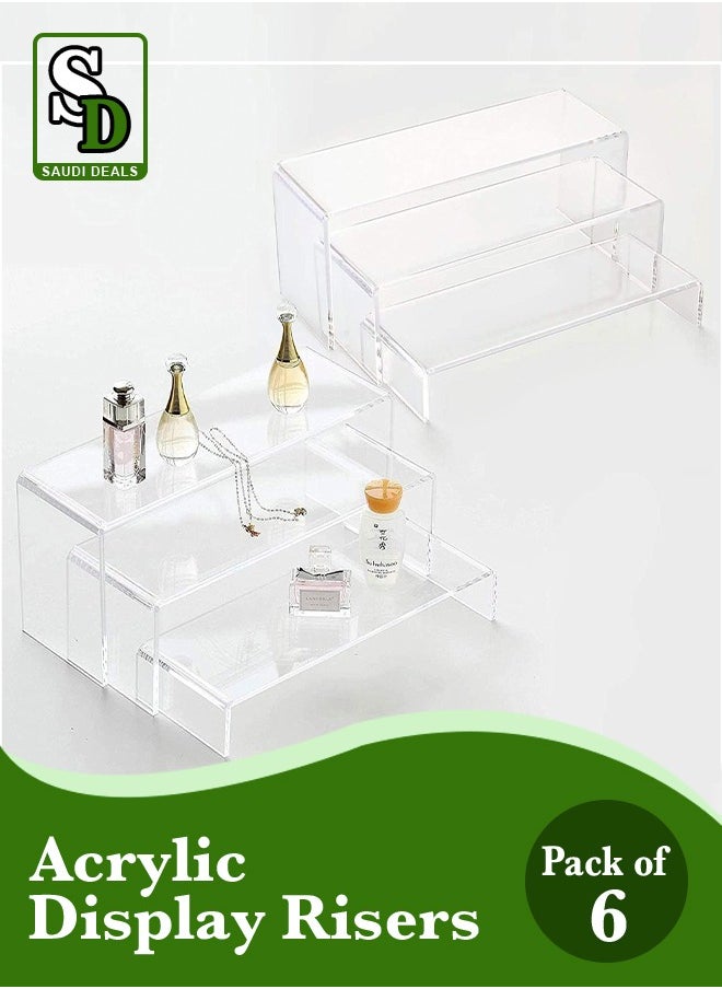 Saudi Deals - 6 Piece Acrylic Display Risers, Elevate Your Style and Organization, Sleek and Versatile Home Decor and Storage Solution for Dressing Table and Kitchen Serving - Image 1