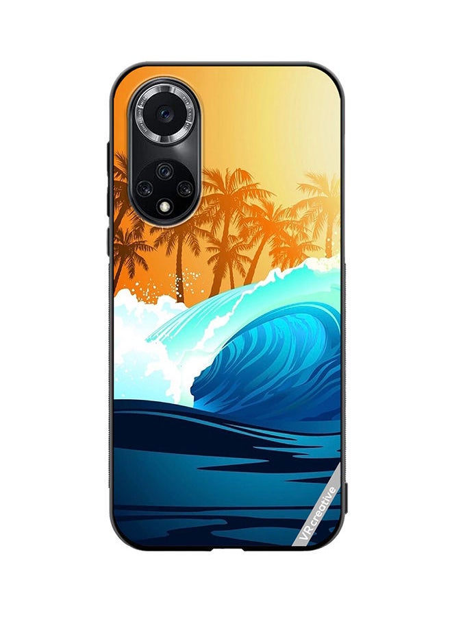 VR CREATIVE Protective Case Cover For Huawei Nova 9 Pro Tropical Surfing Wave At Sunrise With Palm Tree Design Multicolour  - Image 1