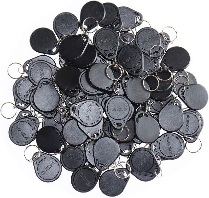Getmorv 100PCS 125KHz RFID Key Fob Contactless Keyfob Proximity ID Card Token Tag Keypad Card for Door Lock Entry Access Control System Wholesale Read Only (Black) - Image 1