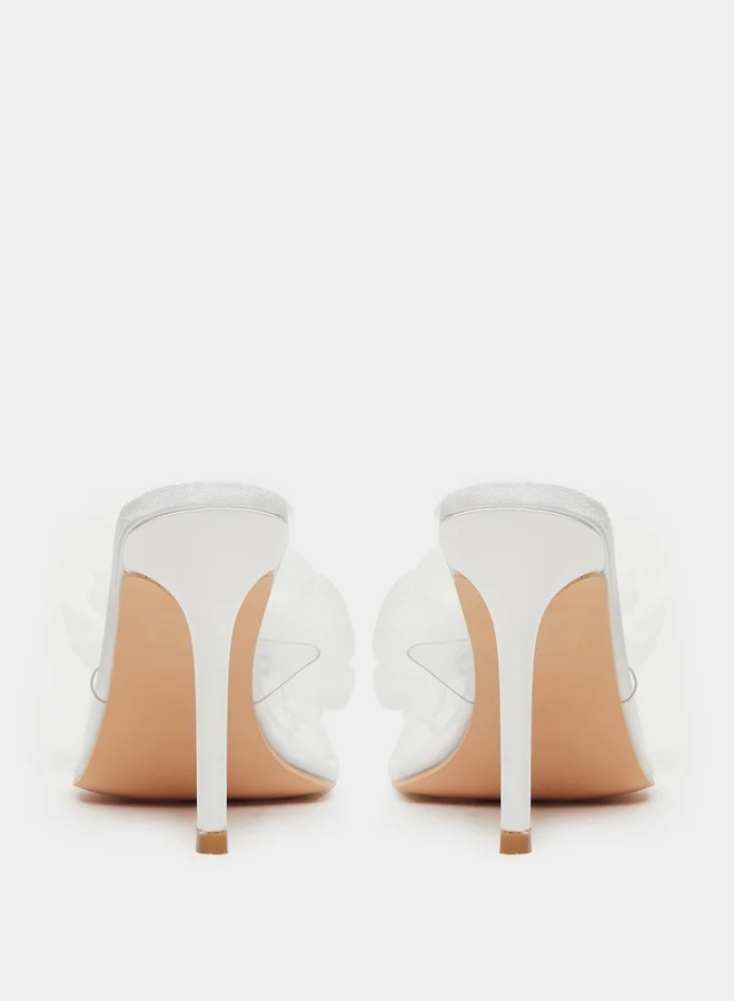 Styli Styli Flower Detail Open Toe Stiletto Heel Sandals
