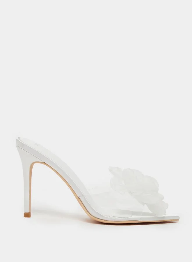 Styli Styli Flower Detail Open Toe Stiletto Heel Sandals