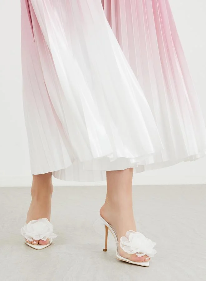 Styli Styli Flower Detail Open Toe Stiletto Heel Sandals