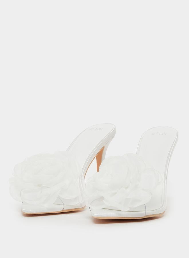 Styli Styli Flower Detail Open Toe Stiletto Heel Sandals  - Image 3