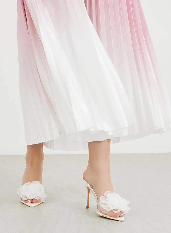 Styli Flower Detail Open Toe Stiletto Heel Sandals