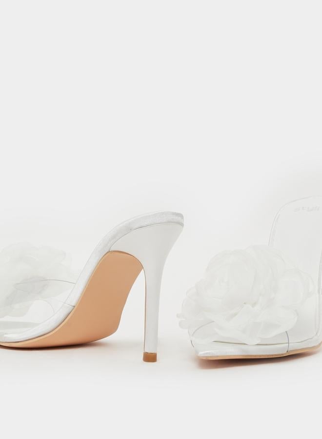 ستايلي صنادل بكعب ستيليتو مفتوح من الأمام بتفاصيل زهور ستايلي - Image 4